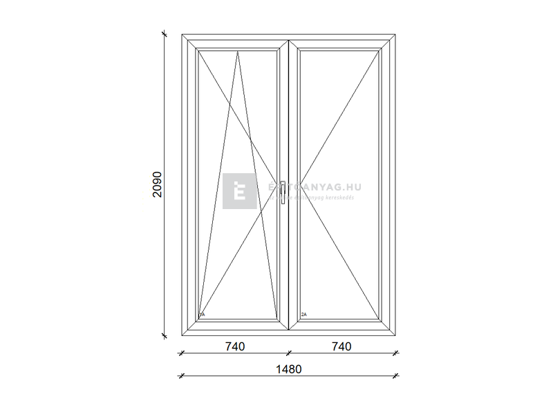GreenEvolution 76 B 3r üv NY-BNY 150x210cm bal kívül antracit belül fehér kétsz.váltósz. erkélya.