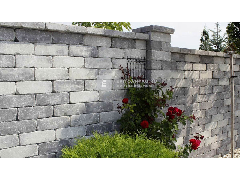 Semmelrock Castello Kerítéselem normálkő szürke-fekete 40x20x14 cm