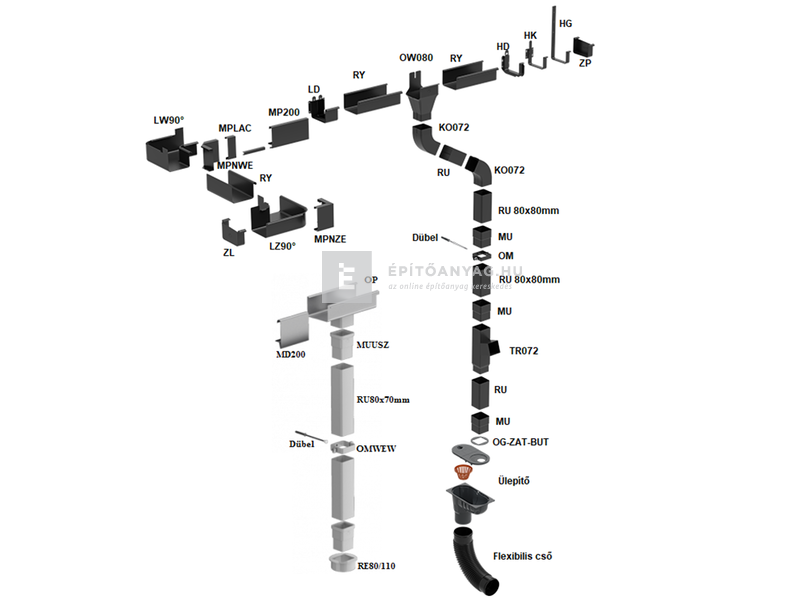 Galeco STAL2 150 fekete külső sarokidom nútos takarólemezhez