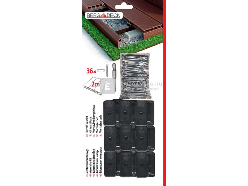 Márkamix Bergdeck WPC szerelőkészlet natúr felület, fekete 1 csomag= 2 m2 burkolathoz