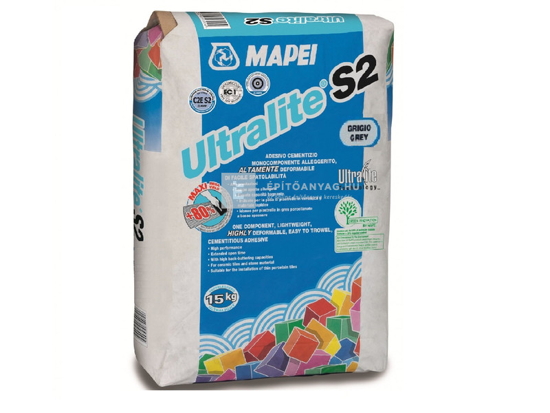 Mapei Ultralite S2 kerámiaburkolat ragasztó szürke 15 kg