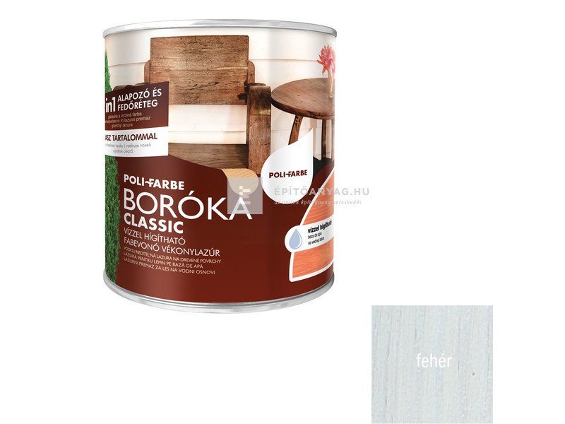 Poli-Farbe Boróka Lazúr fehér 0,75 l