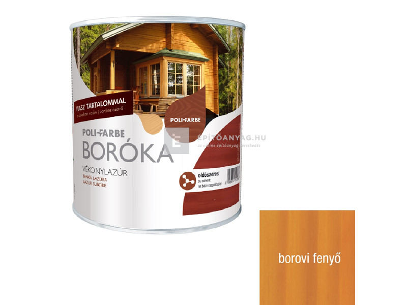 Poli-Farbe Boróka Vékonylazúr oldószeres borovi fenyő 0,75 l