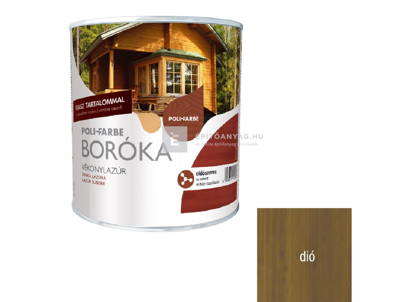 Poli-Farbe Boróka Vékonylazúr oldószeres dió 0,75 l