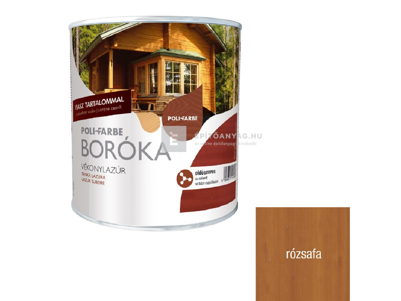 Poli-Farbe Boróka Vékonylazúr oldószeres rózsafa 0,75 l