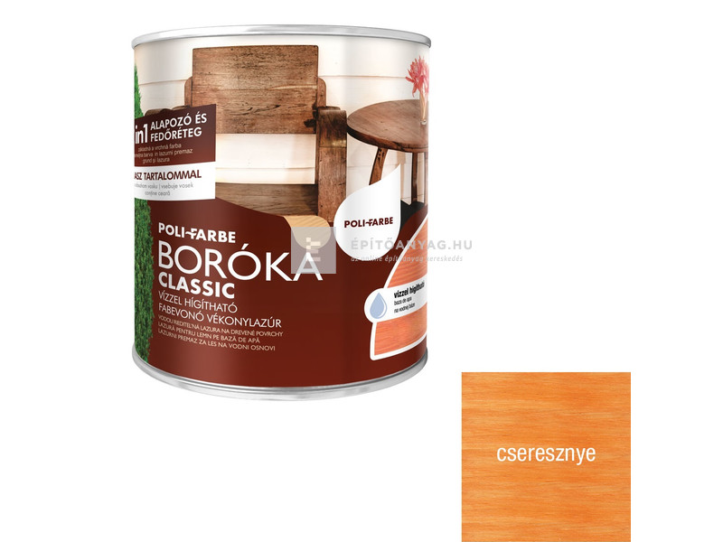 Poli-Farbe Boróka Classic Vékonylazúr cseresznye 0,75 l