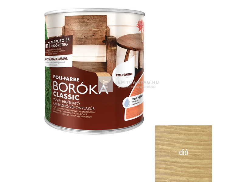 Poli-Farbe Boróka Classic Vékonylazúr dió 0,75 l