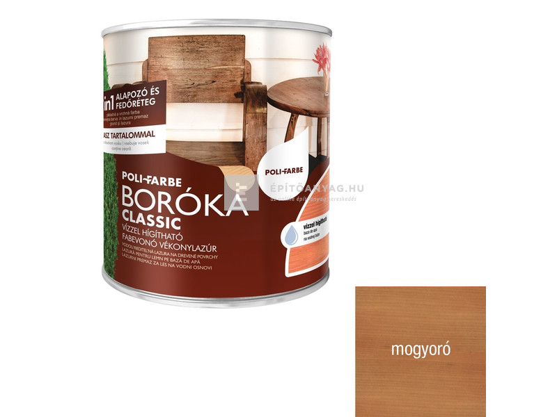 Poli-Farbe Boróka Classic Vékonylazúr mogyoró 0,75 l