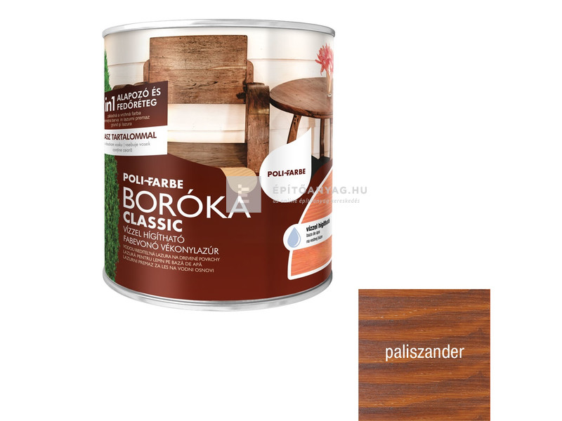 Poli-Farbe Boróka Classic Vékonylazúr paliszander 0,75 l