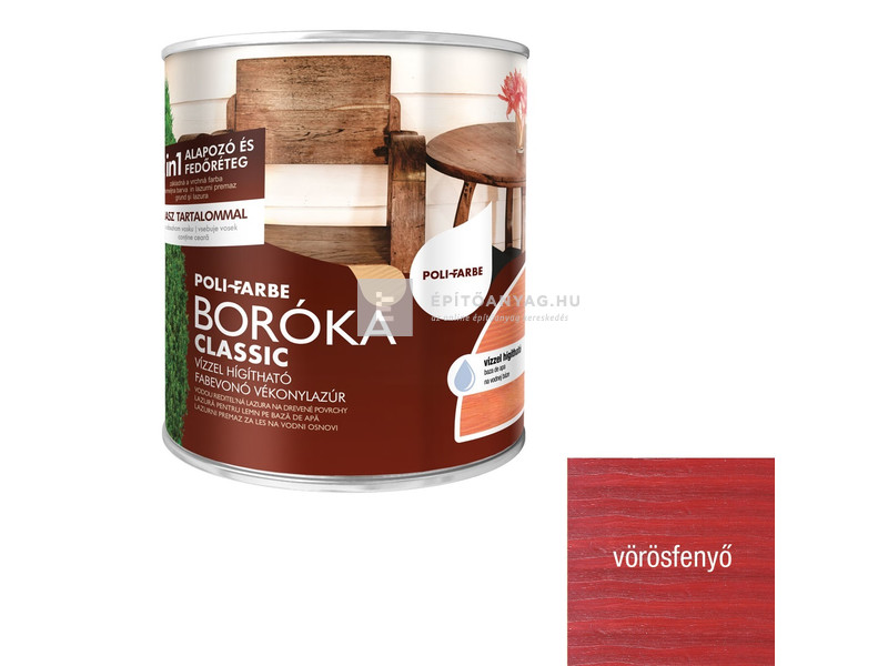 Poli-Farbe Boróka Classic Vékonylazúr vörösfenyő 0,75 l