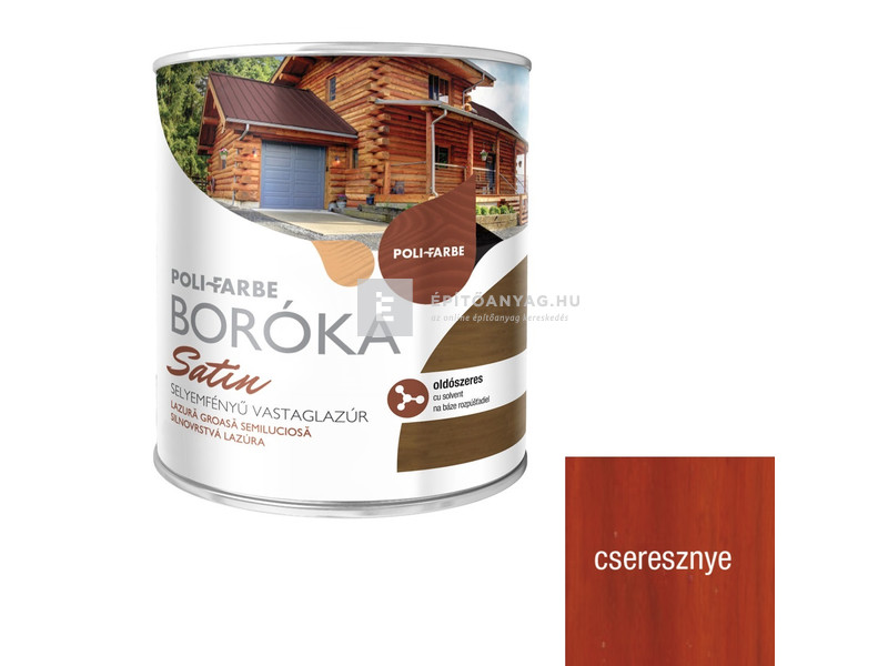 Poli-Farbe Boróka Satin Vastaglazúr cseresznye 2,5 l