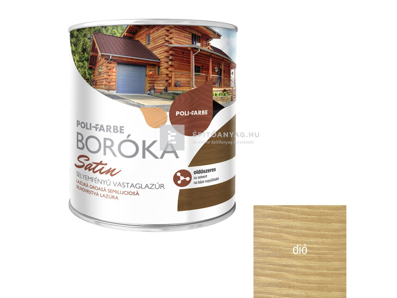 Poli-Farbe Boróka Satin Vastaglazúr dió 0,75 l