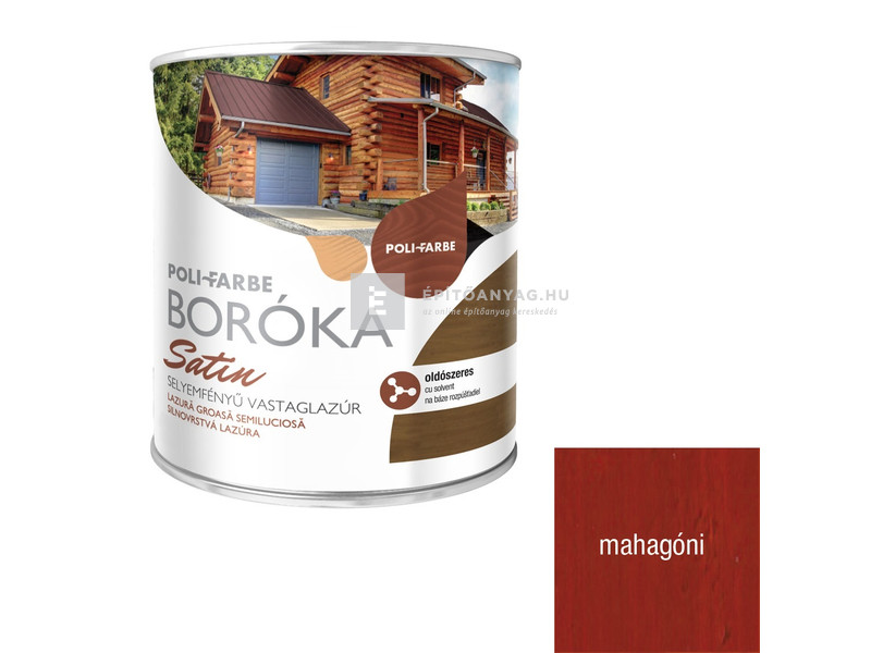 Poli-Farbe Boróka Satin Vastaglazúr mahagóni 2,5 l