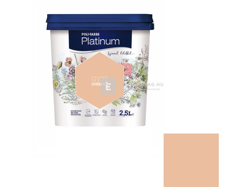 Poli-Farbe Platinum Beltéri falfesték Gy30 gyékény 2,5 l
