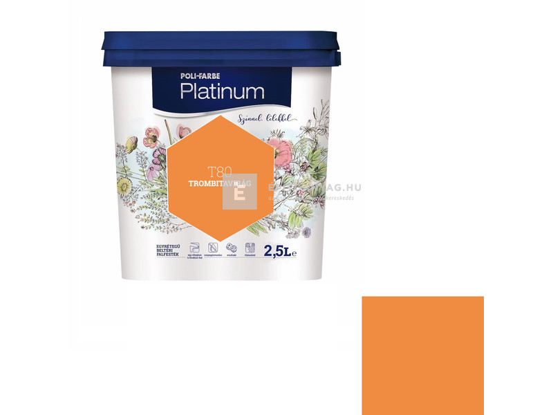 Poli-Farbe Platinum Beltéri falfesték T80 trombitavirág 2,5 l