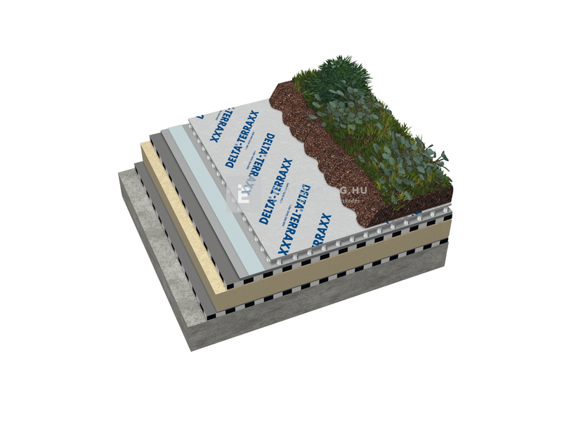 Dörken Delta Terraxx Felületszivárgó lemez kasírozott, ragasztósávval 2,4x12,5 m