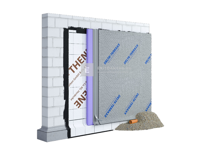 Dörken Delta Terraxx Felületszivárgó lemez kasírozott, ragasztósávval 2,4x12,5 m