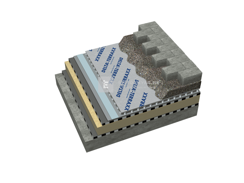 Dörken Delta Terraxx Felületszivárgó lemez kasírozott, ragasztósávval 2,4x12,5 m