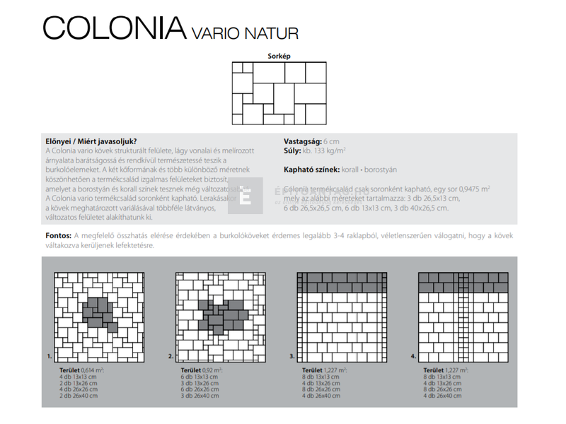 KK Kavics Colonia Vario kombi térkő borostyán 6 cm