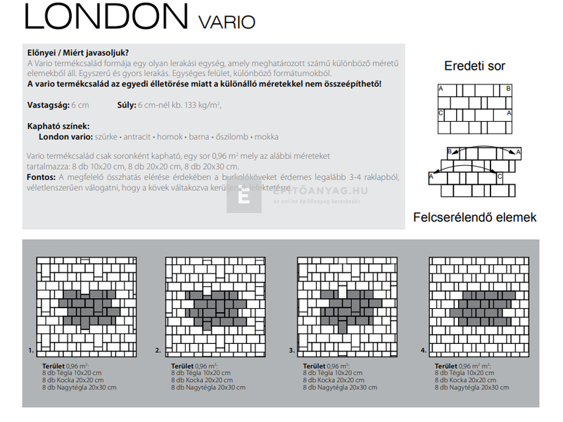KK Kavics London Vario Kombi térkő szürke 6 cm