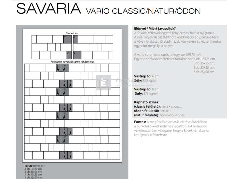 KK Kavics Savaria Vario Classic Kombi térkő terra 8 cm