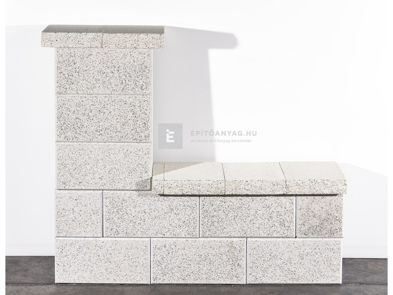 Leier Modern Kerítéskő sarokelem finomszórt törtfehér 40x20x20 cm