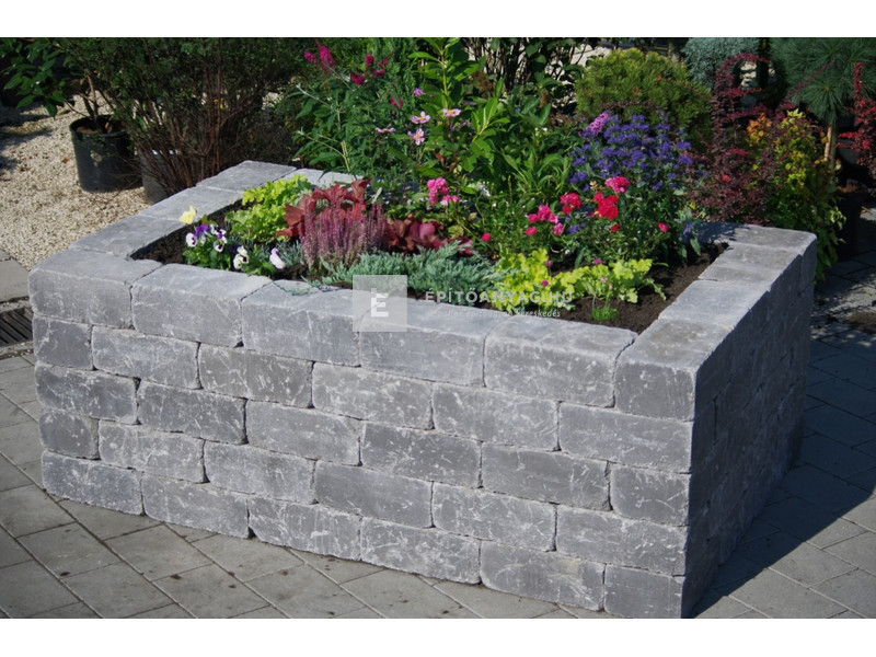 Leier Block kerti falazóelem antik, füstantracit 21x35x14 cm