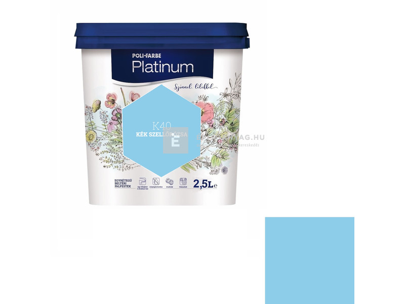 Poli-Farbe Platinum Beltéri falfesték K40 kék szellőrózsa 2,5 l