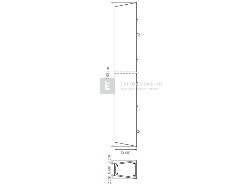 KK Kavics Atlasz K16C Vasbeton oszlop 10x15x240 cm