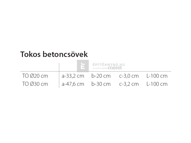 KK Kavics Atlasz TO Tokos betoncső 20x100 cm
