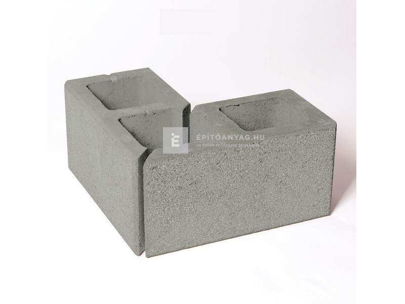 Leier Modern kerítéskő sarokelem natúr, agyagszürke 20x40x20 cm