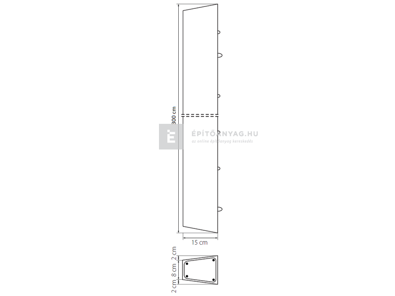 KK Kavics Atlasz vasbeton oszlop 12x300x15 cm