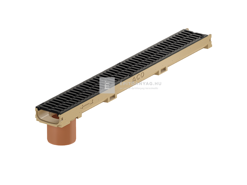 Aco SELF Euromini60 Polimerbeton folyóka öntöttvas ráccsal, alsó DN100 kiv. 1 m