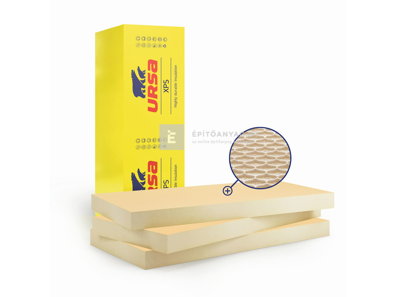 Ursa XPS Plus PZ Extrudált hőszigetelő lemez, strukturált felület egyenes él 80x600x1250 mm