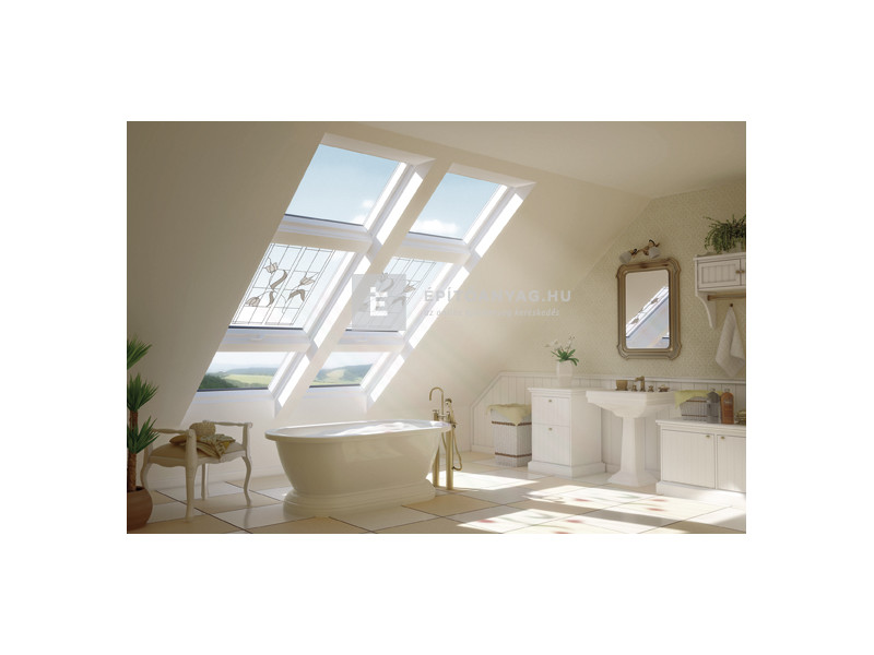 Fakro PTP-V U4 Billenő PVC tetőablak, 3 rétegű üveggel, fehér, méret: 01, 55x78 cm