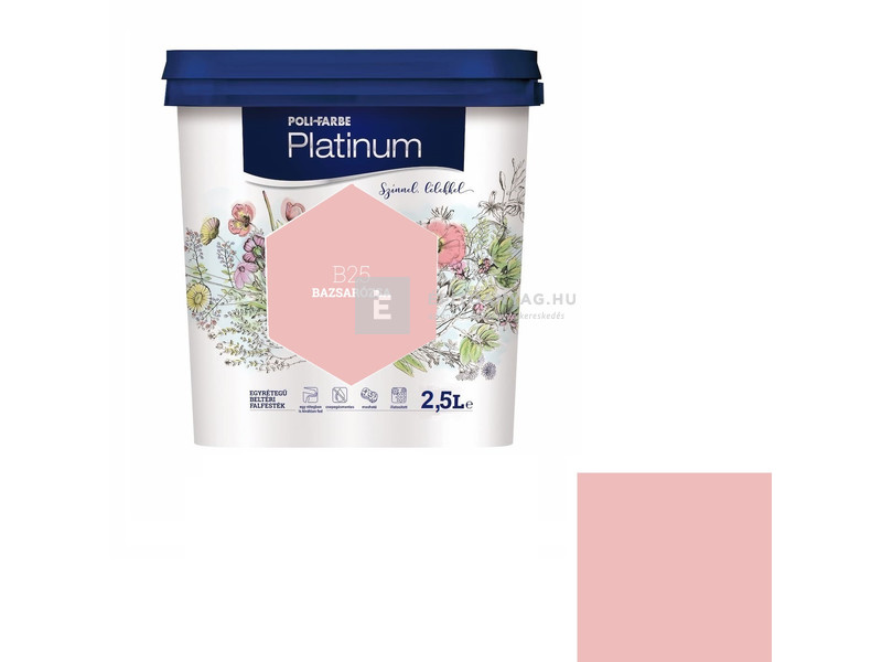 Poli-Farbe Platinum Beltéri falfesték B25 bazsarózsa 2,5 l