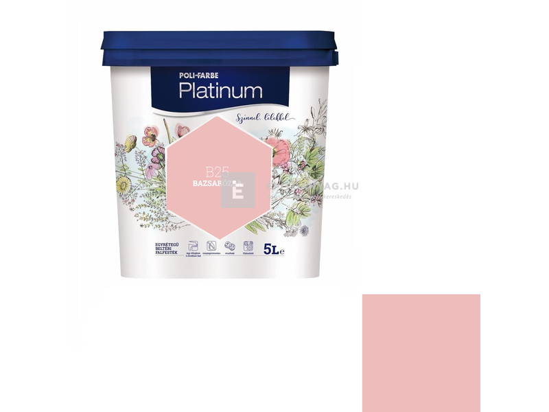 Poli-Farbe Platinum Beltéri falfesték B25 bazsarózsa 5 l