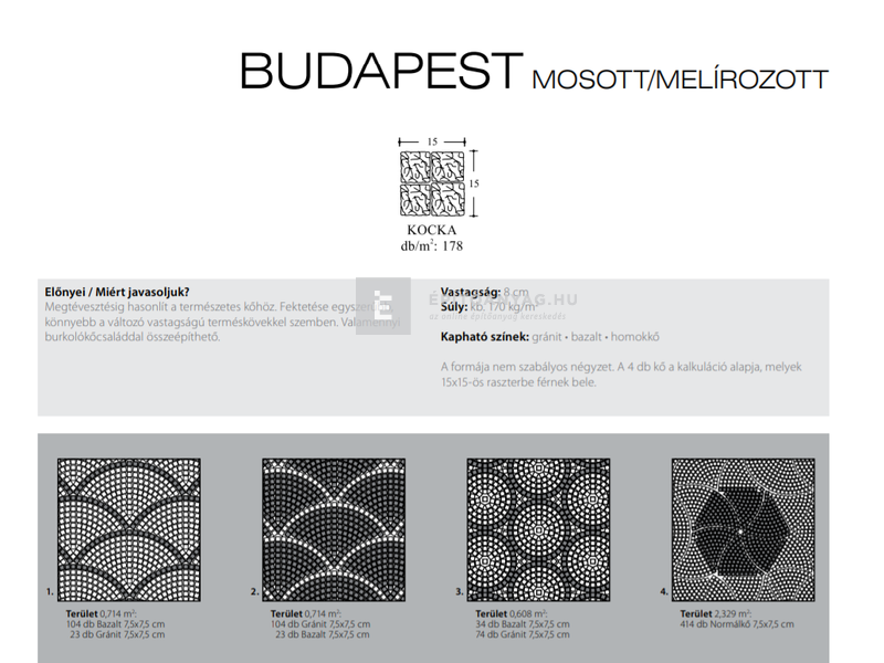 KK Kavics Budapest térkő mixkő gránit 8 cm