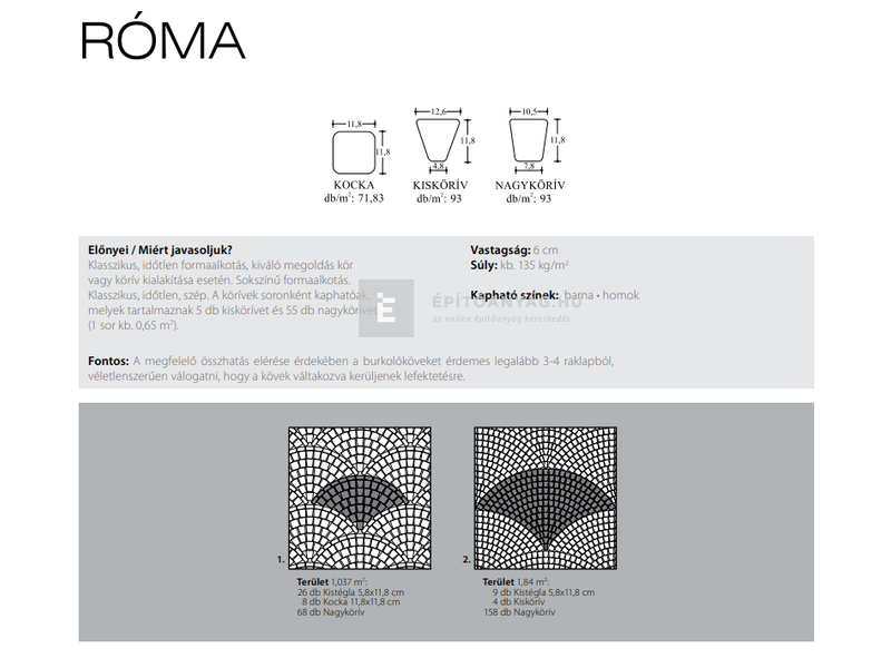 KK Kavics Róma Classic Térkő kocka antracit 11,8x11,8x6 cm