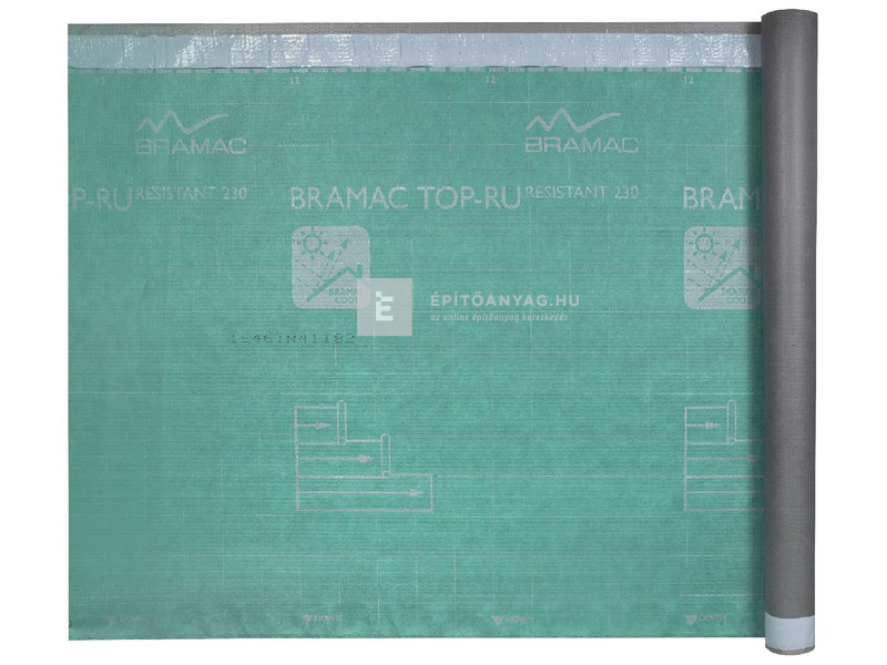 Bramac Top RU 2S Resistant páraáteresztő tetőfólia 230 g, 2 ragasztósávval, 75 m2