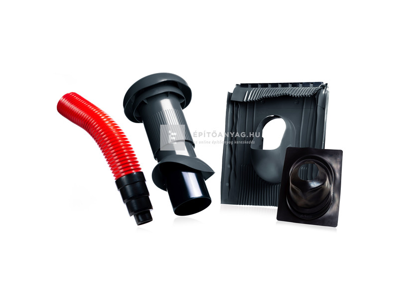 TT Műanyag alapcserép + Szellőző cső+gégecső+f.gallér univerzális DIN125 XXL antracit