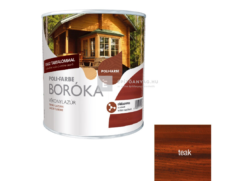 Poli-Farbe Boróka Vékonylazúr oldószeres teak 0,75 l