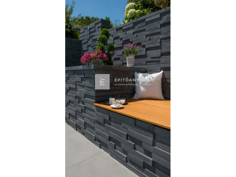 KK Kavics Manufaktúra Vezúv Támfal normálkő antracit 58/60x29x12 cm