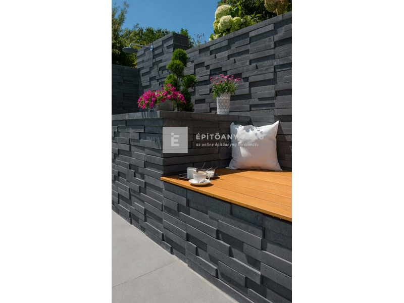 KK Kavics Manufaktúra Vezúv Támfal félkő antracit 58x29x6 cm