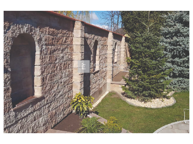 Viastein Avangard VIA+KOF1 Kerítés,oszlop fedlap roppantott felülettel mokka árnyalt 31x36x8 cm