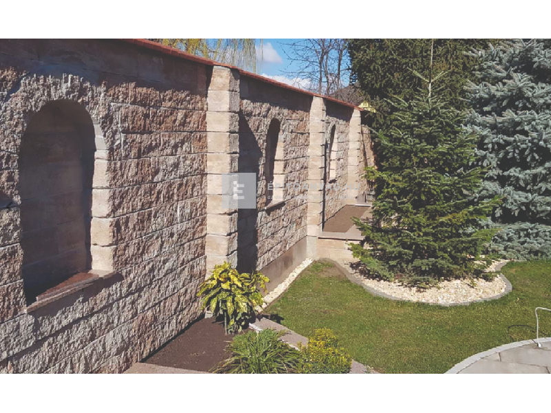 Viastein Avangard VIA+KOF2 Kerítés,oszlop fedlap roppantott felülettel mokka árnyalt 56x36x8 cm