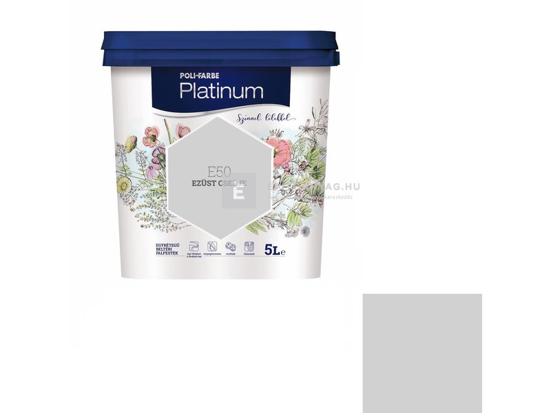 Poli-Farbe Platinum Beltéri falfesték E50 ezüst cserje 5 l