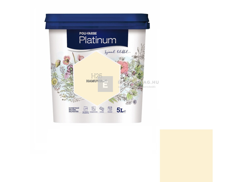 Poli-Farbe Platinum Beltéri falfesték H25 hamuvirág 5 l