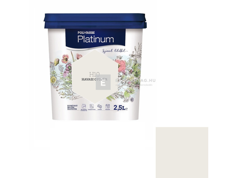 Poli-Farbe Platinum Beltéri falfesték H10 havasi gyopár 2,5 l
