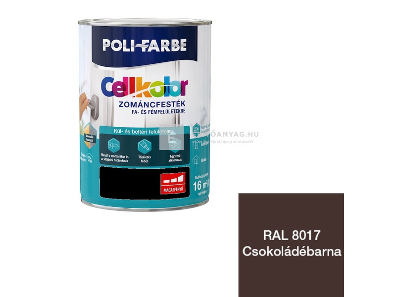 Poli-Farbe Cellkolor Zománcfesték fára és fémre RAL 8017 csokoládébarna 0,4 l